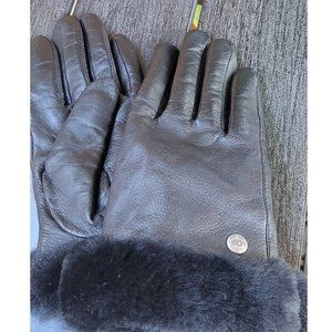 Shearling-Trim Cashmere Lining Leather Gloves